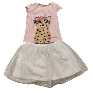 4/$20 Girls 4T Clothing Lot Summer Tulle Skirt T Shirt Top Cheetah Bundle 🛑